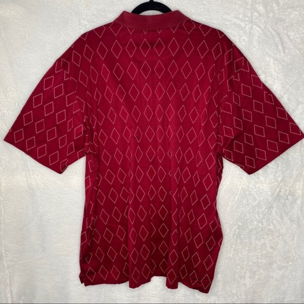 Austin Reed Red Diamond Pattern Cotton Polo - Picture 2 of 7